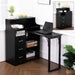 Fold Out Desk,Folding Desk with Storage,Lockable Drawers & Shelves, Built-In Power Outlet,Hidden Desk for Study and Home Office