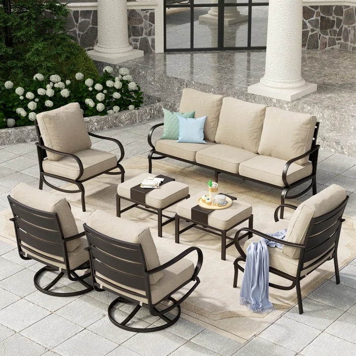 Tapasi 9 - Person Patio Conversation Set with Swivel Lounge Chairs & Optional Firepit Table