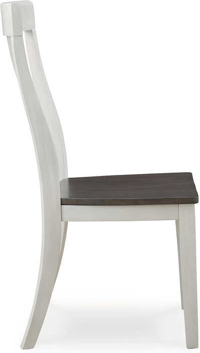 Darborn Farmhouse Armless Dining Chair with Contoured Seat, Set of 2, White & Gray