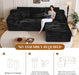108Inch Corduroy Left Facing Sectional Sofa Charcoal