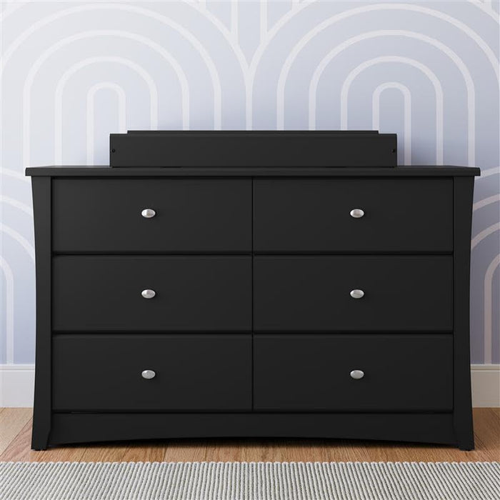 Crescent 6 Drawer Double Dresser (Black) – GREENGUARD Gold Certified, Dresser for Nursery, 6 Drawer Dresser, Kids Dresser, Nursery Dresser Drawer Organizer, Chest of Drawers