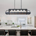 6-Light Metal Pot Hanging Rack Chandelier Linear Pendant Ceiling Lighting Rustic Farmhouse Fixture Kitchen Island Dining Room, H 9.8" L 40.6" W11.8, E26 Base, Black