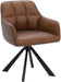 Comfy Leather Desk Chair Modern Computer Task Chair No Wheels Swivel Accent Chair with Mid Back Arm Chair for Living Room/Bedroom/Home Office, PU Brown
