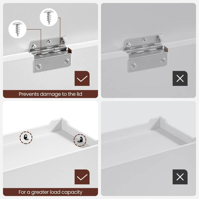 Storage Chest, Storage Bench with 2 Safety Hinges, Farmhouse Style, 15.7 X 39.4 X 18.1 Inches, for Entryway, Bedroom, Living Room, Cloud White ULSB061T10