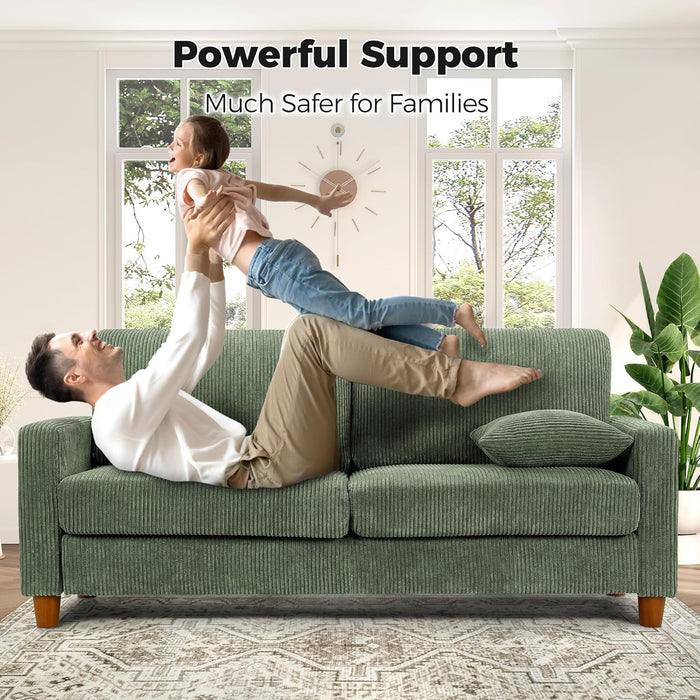 70In Emerald Corduroy Oversized Cushioned ThreeSeater Sofa