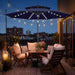 Solar Patio Umbrella with Centre Light, 9FT 2 Tiers, Navy Blue