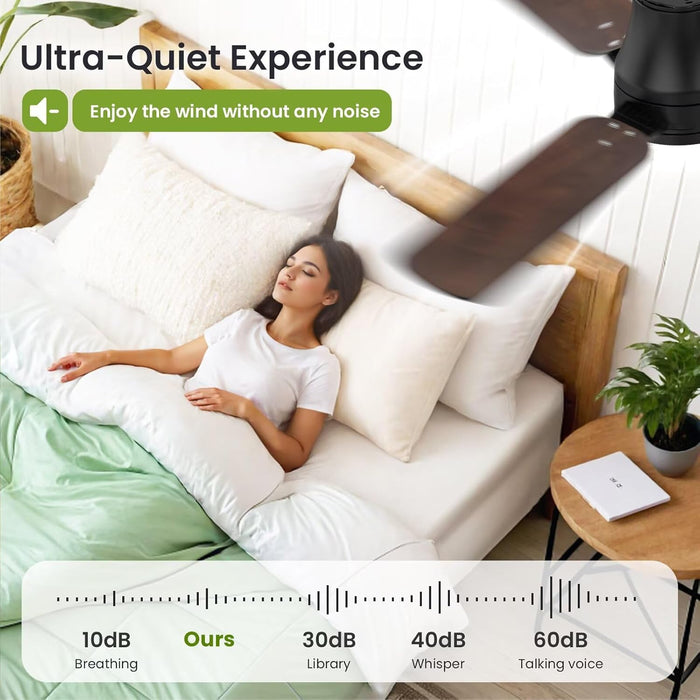 Ceiling Fans with Lights and Remote: 42 Inch Modern Black Ceiling Fan, Low Profile Flush Mount, Quiet Reversible DC Motor & 3CCT Dimmable LED for Bedroom Living Room Kitchen Indoor Outdoor