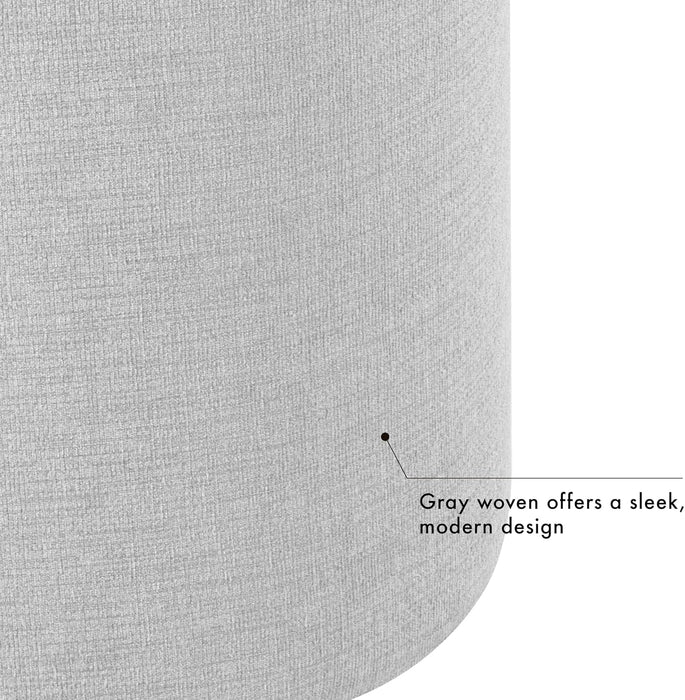 Storage Ottoman with Wood Top - Light Gray Textured Woven