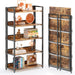 No Assembly Folding Bookshelf Book Shelves, 5-Tier 48"" H Collapsible Foldable Bookcase Storage Industrial Shelf for Living Room Bedroom Office