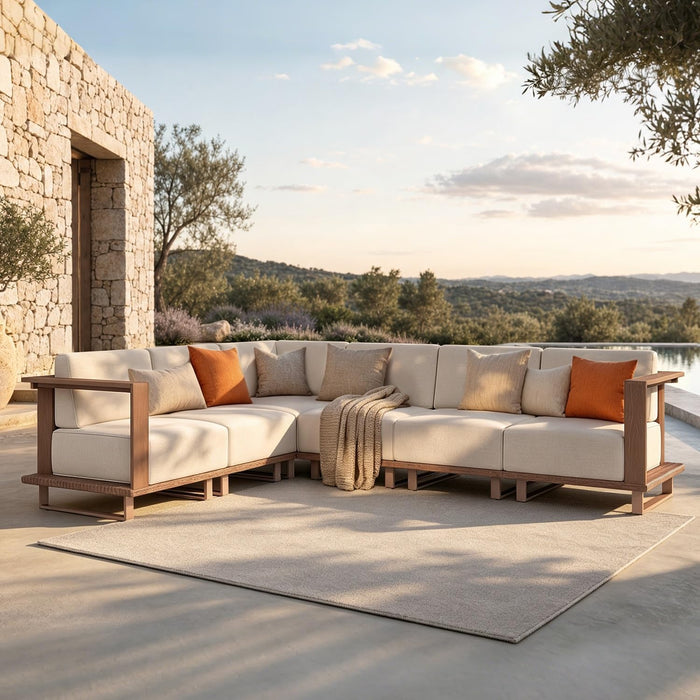 HDPE Patio Furniture Set, 6 Pieces L Shaped Sectional