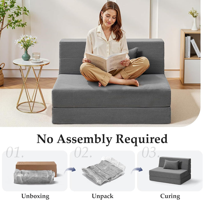 Dark Gray 4In1 FoldingMemoryFoam SofaBed WashableCover