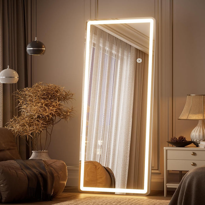 56"X20" Dimmable 3-Color LED Full Length Floor Body Mirror