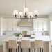 29.52" Black Farmhouse Chandelier with Fabric Shade, 5-Arm Vintage Modern Dining Room Light Fixture, Kitchen Island Pendant Hanging Foyer Light Fixture for Entryway Hallway Living Room over Table