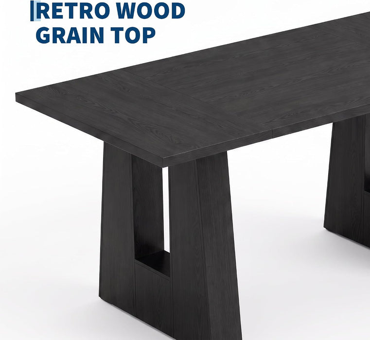 63" Dining Table for 4-6 People, Modern Kitchen Table, Black