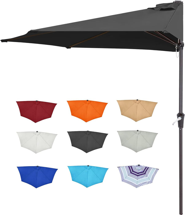 Patio Umbrella 9FT - Outdoor Half Umbrellas for Patio, Backyard, Garden, Deck (Dark Gray)