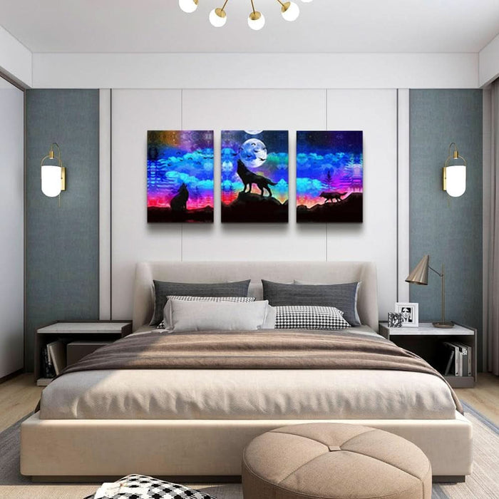 Large Wall Art for Living Room Framed Canvas Wall Decor for Bedroom Modern Family Picture Bathroom Wall Decor Hang Wall Office Canvas Art Prints Decoration Wolf Abstract Paintings Artwork