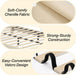 Queen Size Platform Bed Frame with Chenille Headboard, Beige
