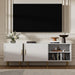 Combined Modern TV Stand for 55/60/65 Inch TV, Small Entertainment Center with Adjustable Shelf, TV Media Stand with Storage Cabinet, TV Console with Gold Legs for Living Room, Bedroom, White
