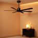 52 Inch 5 Blade Ceiling Fans without Light Remote Control, Quiet Reversible DC Motor, 5 Black Blades, 6-Speed, Industrial Ceiling Fan for Home Kitchen (Black)