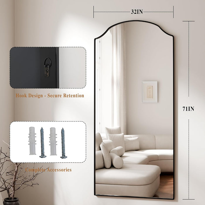 71"X32" Full Length Mirror with Unique Arched Design