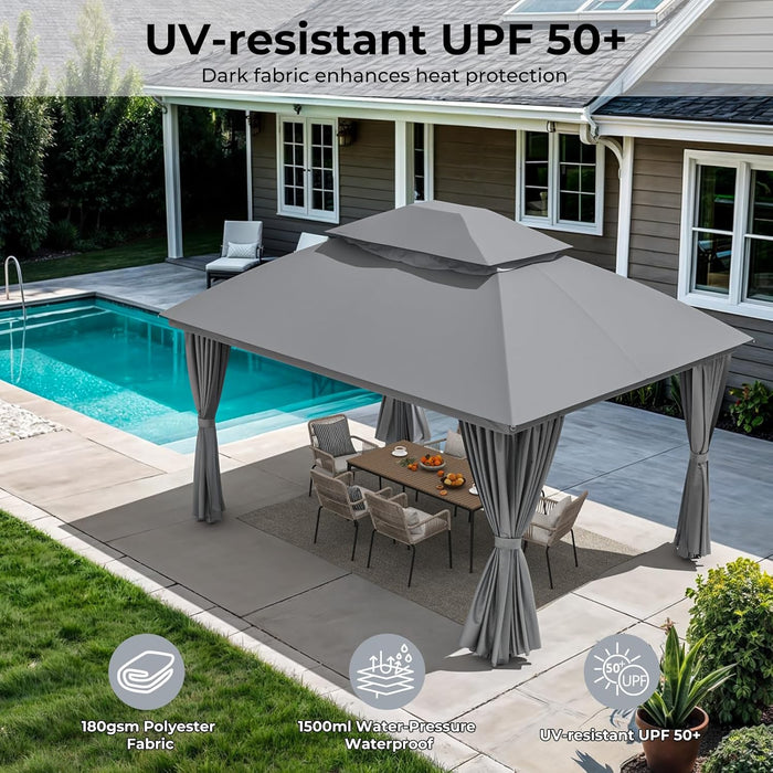 Durable Outdoor Gazebo 10x13 Ft Weatherproof Roofs