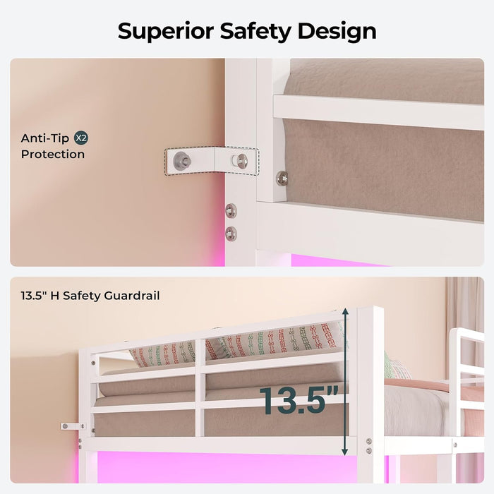 Twin Over Full IndustrialSteel Bunk Bed BrilliantWhite