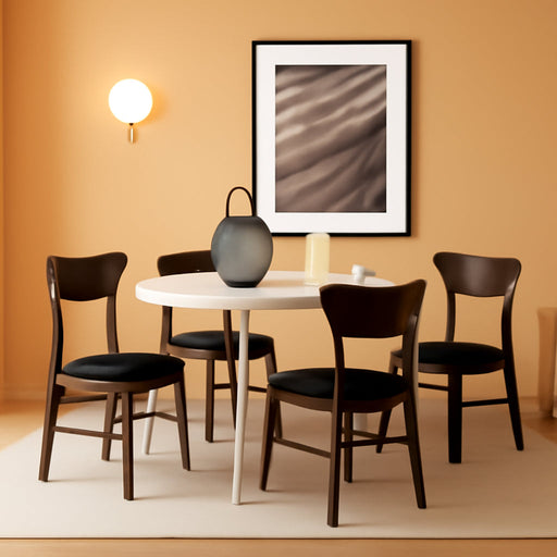 Home Lucca Retro Walnut and Black Cushion Dining Chair, Set of 2