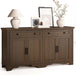 63" Sideboard Buffet Cabinet, Kitchen Buffet Storage Cabinet, Large Credenza with Drawers & Doors, Wood Coffee Bar Console Wine Bar for Living Room Hallway Brown