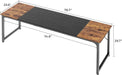 Computer Desk, 80 Inch Office Desk, Gaming Desk with Storage, Writing Desk Work Desk for Home Office, Study, Long Simple Desk, Large Legroom, Metal Frame, Rustic Brown and Black