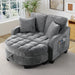 Oversized Chaise Lounge Chair Gray Chenille Tufted