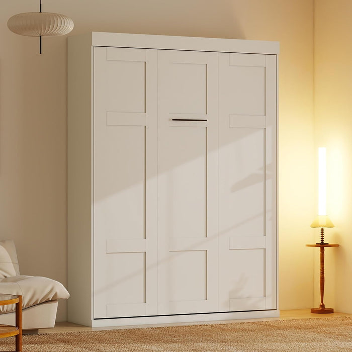 65 Inch Queen White Murphy Bed FlexibleSlatSystemEnhanced
