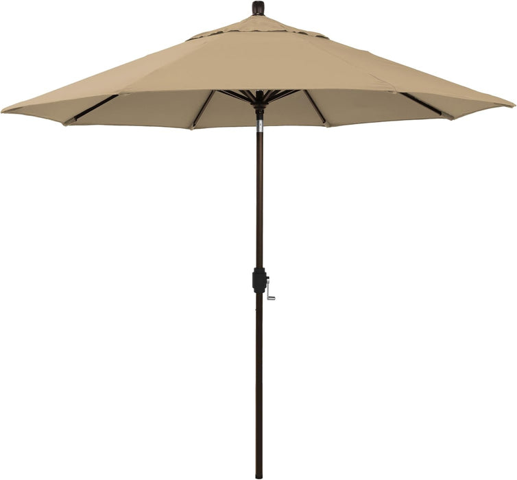12-Year-Non-Fading, 9Ft Premium Sunbrella Patio Umbrella, Hand-Crank, Button-Tilt, Bronze Frame, Heather Beige Fabric