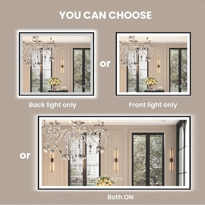 28"X36" LED Bathroom Mirror, Frontlit&Backlit, Controlled Separately