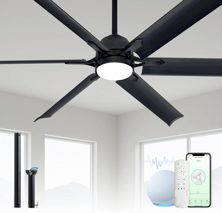 Brushed Aluminum Smart Ceiling Fan Featuring Remote