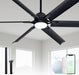 Brushed Aluminum Smart Ceiling Fan Featuring Remote