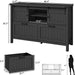 Farmhouse Lateral File Cabinet 2 Drawer and 71" Tall Bookcases Sets, 46" Filing Cabinets with Power Outlets & Storage Shelf, 3 Pcs Home Office Furniture Set, Black