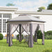 13' X 13' Pop up Gazebo, Hexagonal Canopy Shelter with 6 Zippered Mesh Netting, Event Tent with Strong Steel Frame for Patio Backyard Garden Wedding Party, Coffee and Beige