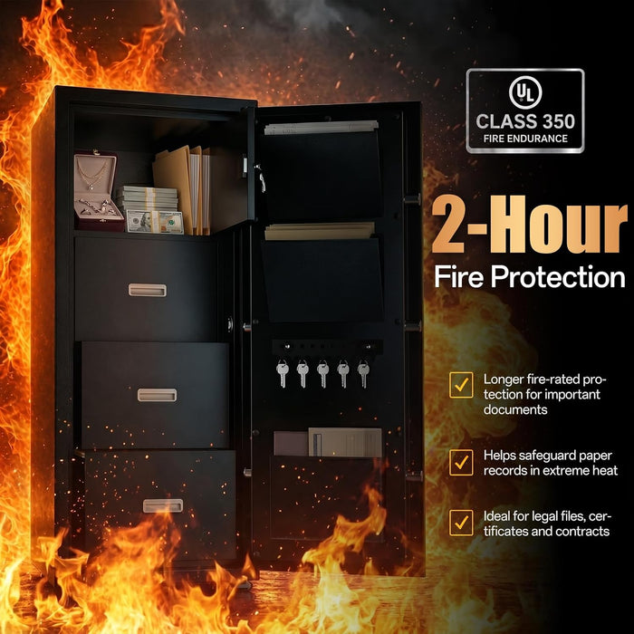 55 in Tall 2-Hour Fireproof Filing Cabinet for Home Office