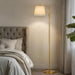 Fully Dimmable Floor Lamp for Living Room，Standing Lamp Rotary Switch with Linen Beige Shade，Golden Tall Lamps for Bedroom with Adjust Head，9W LED Bulb Included
