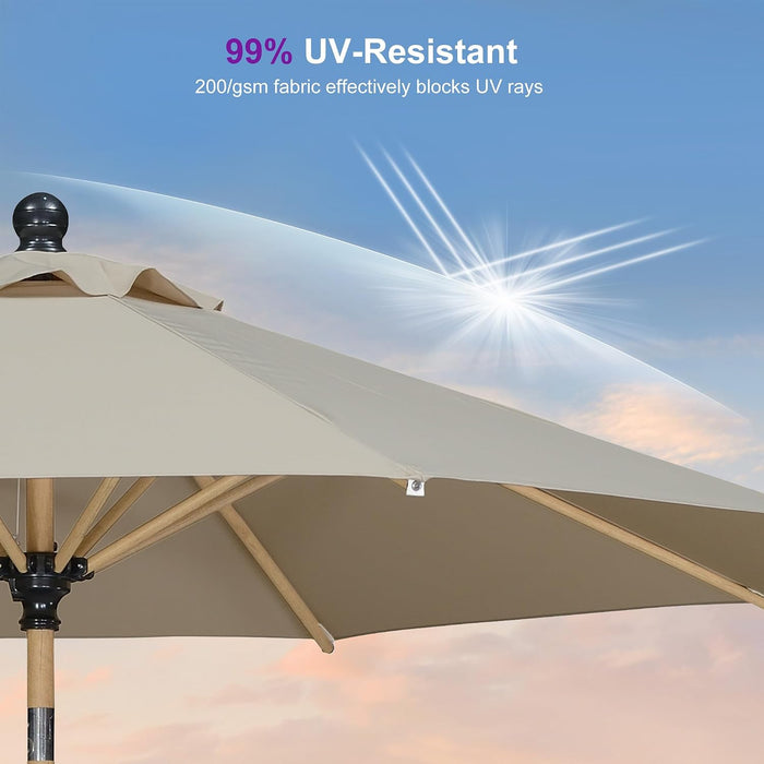 Patio Umbrella 10Ft Market Table round Push Button Tilt, Beige