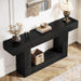 63" Console Table, Farmhouse 2-Tier Entryway Table with U-Shaped Base, Narrow Long Wood Sofa Table behind Couch Table for Living Room, Hallway, Foyer, Black