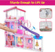 2024 Dream Doll House, 47'' ABS Plastic Large Dollhouse, Playhouse with 15+Furniture, Pool, Slide, W/Lights&Music, Princess Play House Toys Gifts for Girls Kids Ages 3 to 12 Year Olds