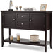 Coffee Brown Wood Buffet Server with Cabinets