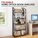 5 Tier Folding Bookshelf, No Assembly Foldable Storage Shelves, Brown