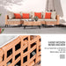 5 Piece Outdoor Patio Furniture Set Modular Outdoor Furniture Set Wicker Outdoor Sectional Sofa with Cushions and Table Patio Set for Balcony Porch Deck Yard ( (Salmon&Orange Wicker, Sand Cushion))