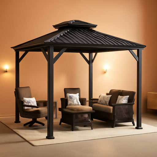 12x12 Hardtop Gazebo Featuring Aluminum Frame Netting