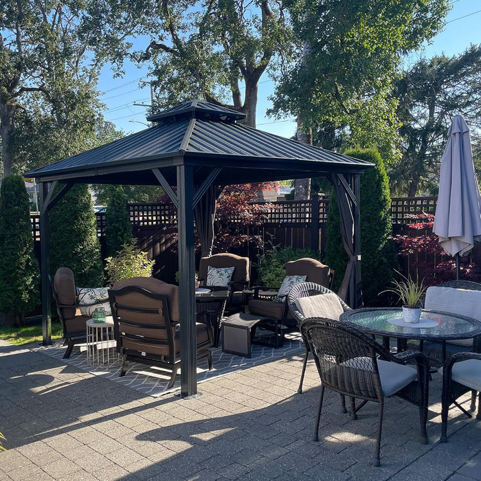 12x12 Hardtop Gazebo Featuring Aluminum Frame Netting