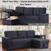 85Inch Dark Gray Reversible Sleeper Sectional Sofa