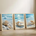 Triptych Coastal Shell Pearl Framed Canvas Wall Art 20X30 Inch X3 | Wooden Frame, Uv-Resistant Ink, Giclée Printing Process, Pre-Installed Hooks Make It Easy to Hang Home or Office Wall Decor