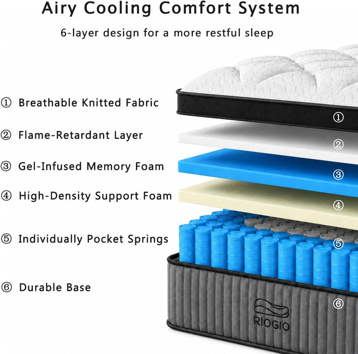 King Mattress 14 Inch Hybrid Mattress in a Box, Upgraded Memory Foam Pocket Springs for Superior Motion Isolation, Pressure Relie Deep Sleep Cooling Bed, Breathable Removable Cover